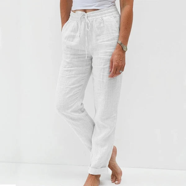 Women's Elastic Waist Cotton Linen Casual Pants