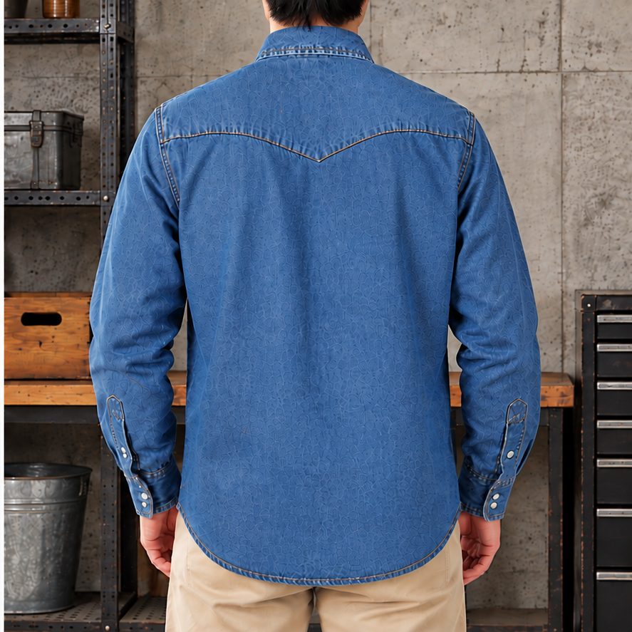 ✨Hot Sale✨Men's Long Sleeve Stone-Washed and Pre-Washed Denim Work Shirt