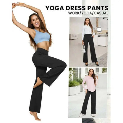💚Women's High-Waist Wide Leg Pants – Business Casual Yoga Dress Pants with Pockets