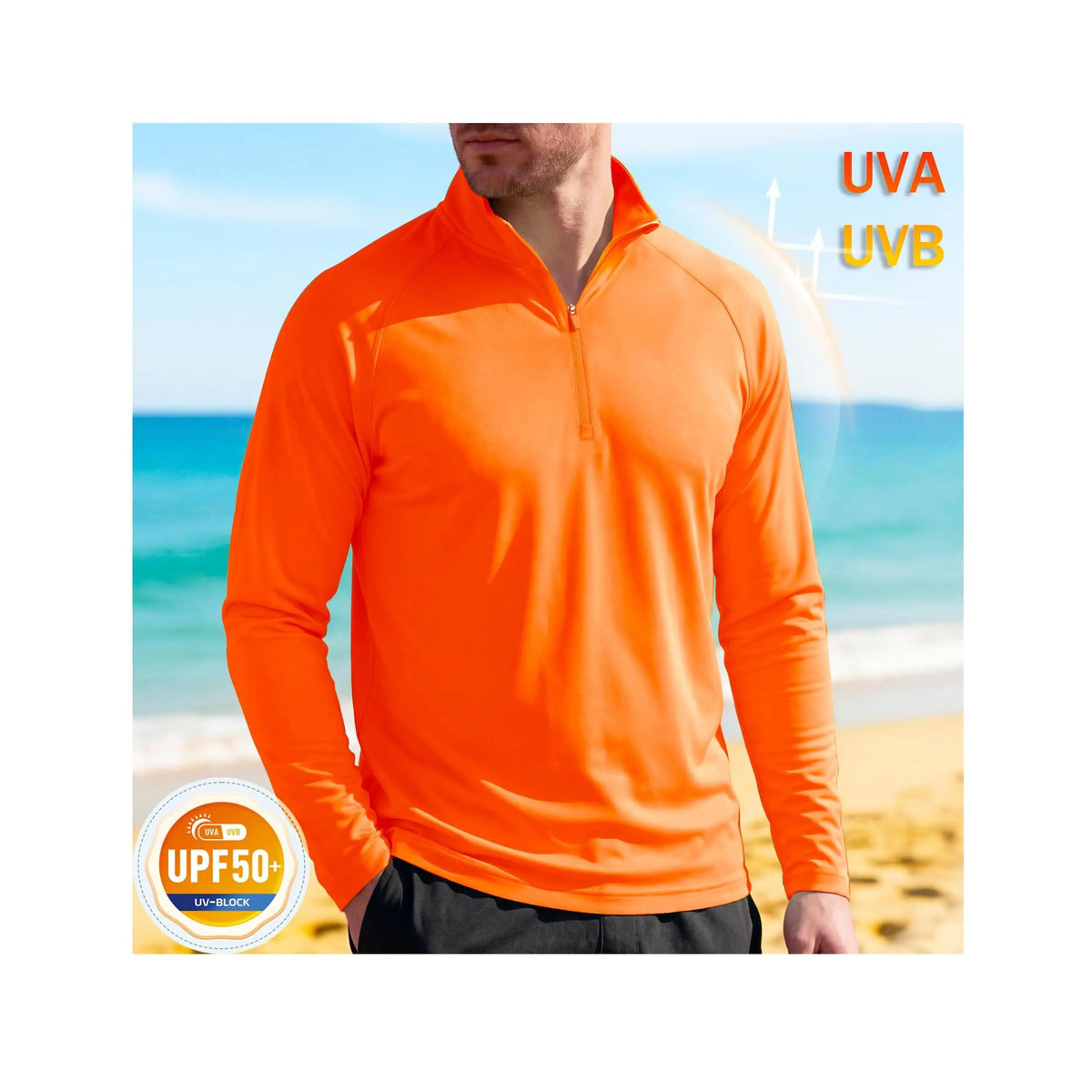 Men's UPF 50+ 1/4 Zip Quick-Dry Long Sleeve Outdoor Shirt