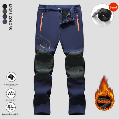 Men's Waterproof Insulated Fleece-Lined Thermal Pants with 4 Zipper Pockets