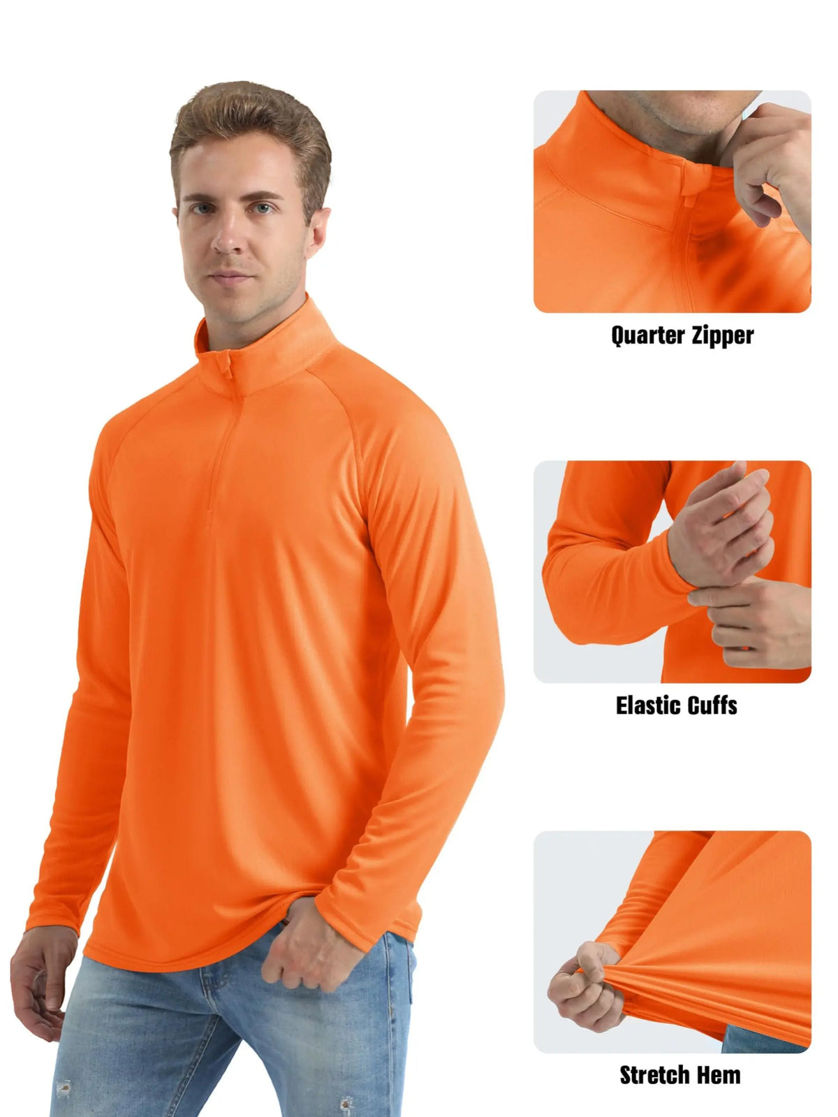 Men's UPF 50+ 1/4 Zip Quick-Dry Long Sleeve Outdoor Shirt