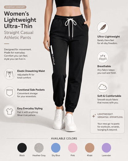 Women's Lightweight Ultra-Thin Straight Casual Athletic Pants
