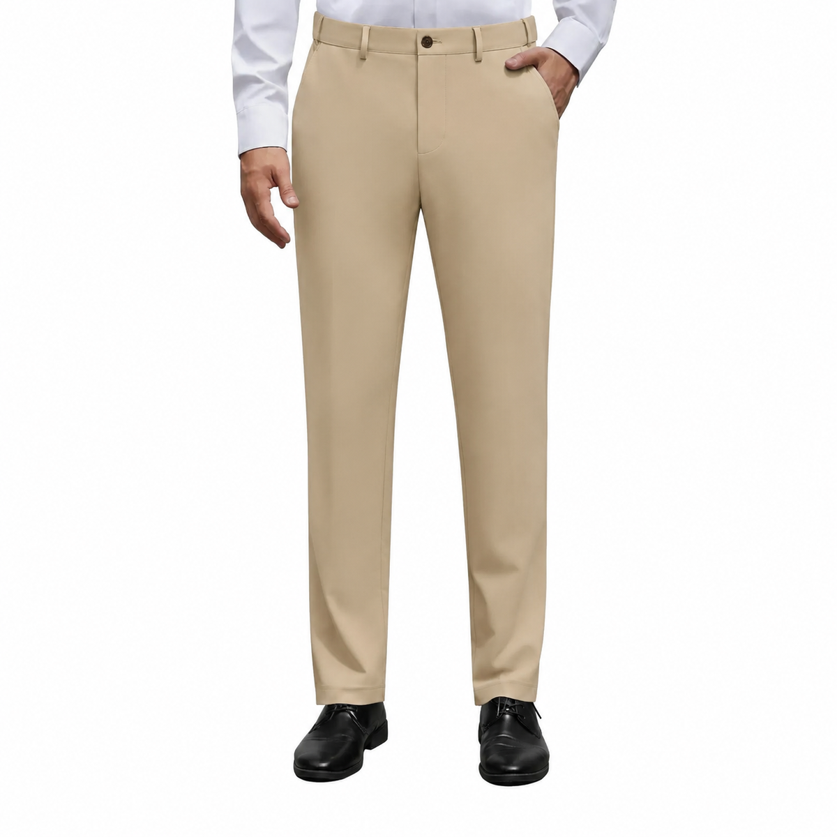 Men's Stretch Dress Pants – No Iron, Wrinkle-Resistant Business Casual Golf Pants with Expandable Waist