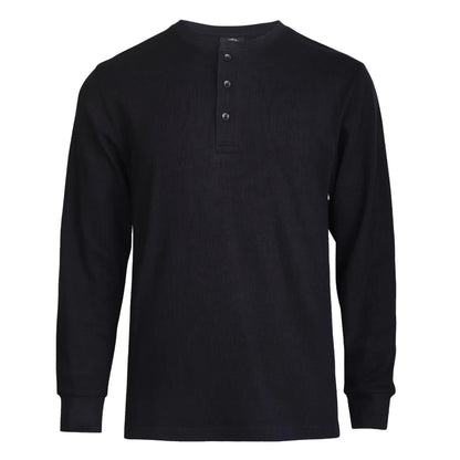 Men's 100% Cotton Waffle-Knit Thermal Henley Shirt