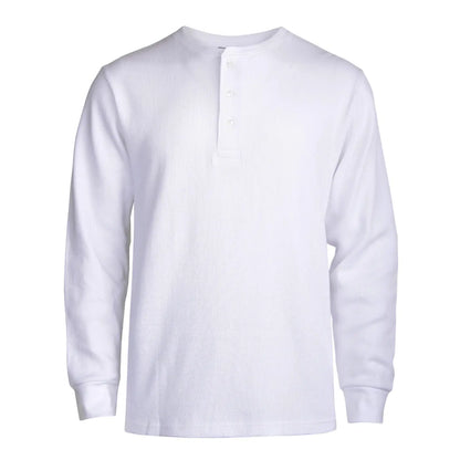 Men's 100% Cotton Waffle-Knit Thermal Henley Shirt
