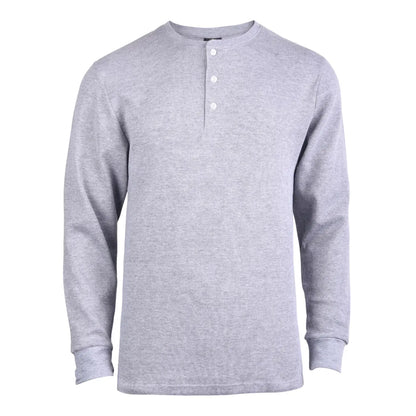 Men's 100% Cotton Waffle-Knit Thermal Henley Shirt