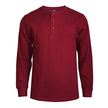 Men's 100% Cotton Waffle-Knit Thermal Henley Shirt