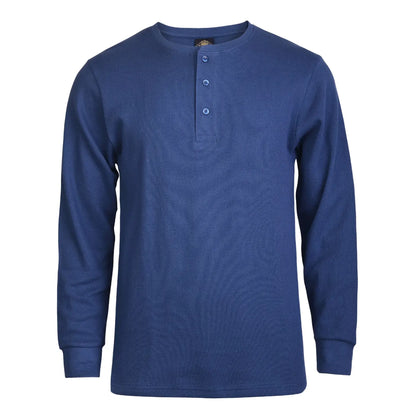 Men's 100% Cotton Waffle-Knit Thermal Henley Shirt