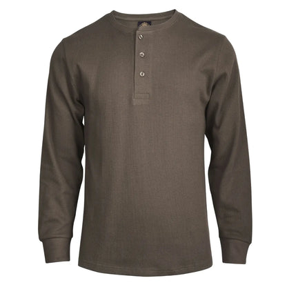 Men's 100% Cotton Waffle-Knit Thermal Henley Shirt