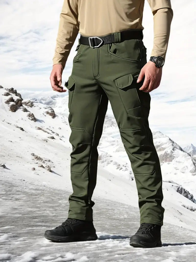 Men's 320G Fleece-Lined Windproof Outdoor Tactical Pants