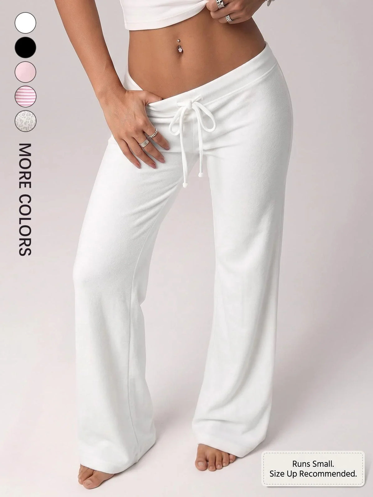 Women's 100% Cotton Y2K Low-Rise Drawstring Flared Sweatpants, Soft Casual Lounge Pants