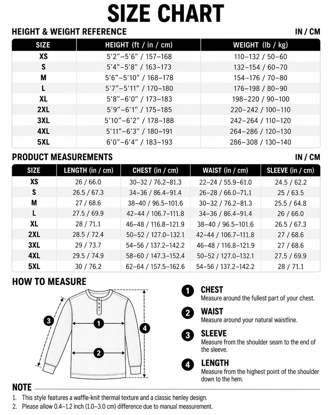 Men's 100% Cotton Waffle-Knit Thermal Henley Shirt