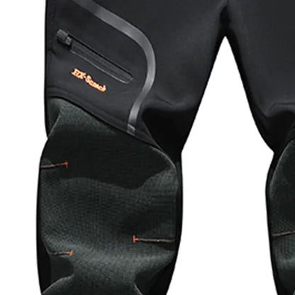 Men's Waterproof Insulated Fleece-Lined Thermal Pants with 4 Zipper Pockets