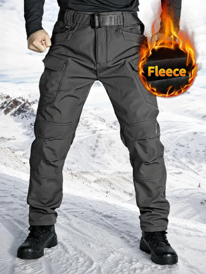Men's 320G Fleece-Lined Windproof Outdoor Tactical Pants
