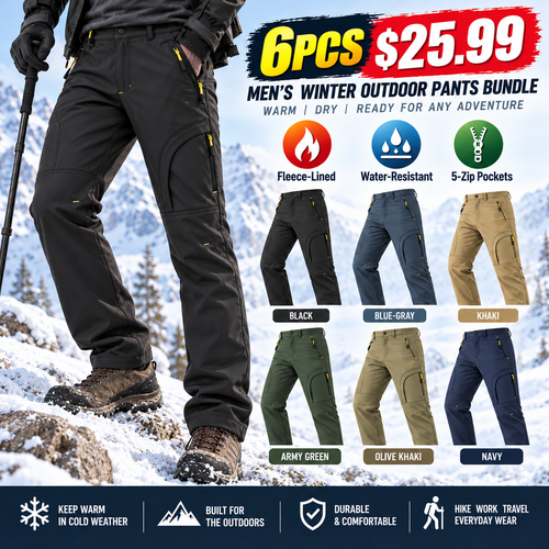 🔥 BESTSELLER | 6PCS $25.99 | Men's Fleece-Lined Water-Resistant Winter Outdoor Pants