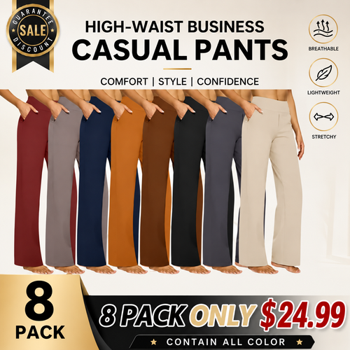 💚Women's High-Waist Wide Leg Pants – Business Casual Yoga Dress Pants with Pockets